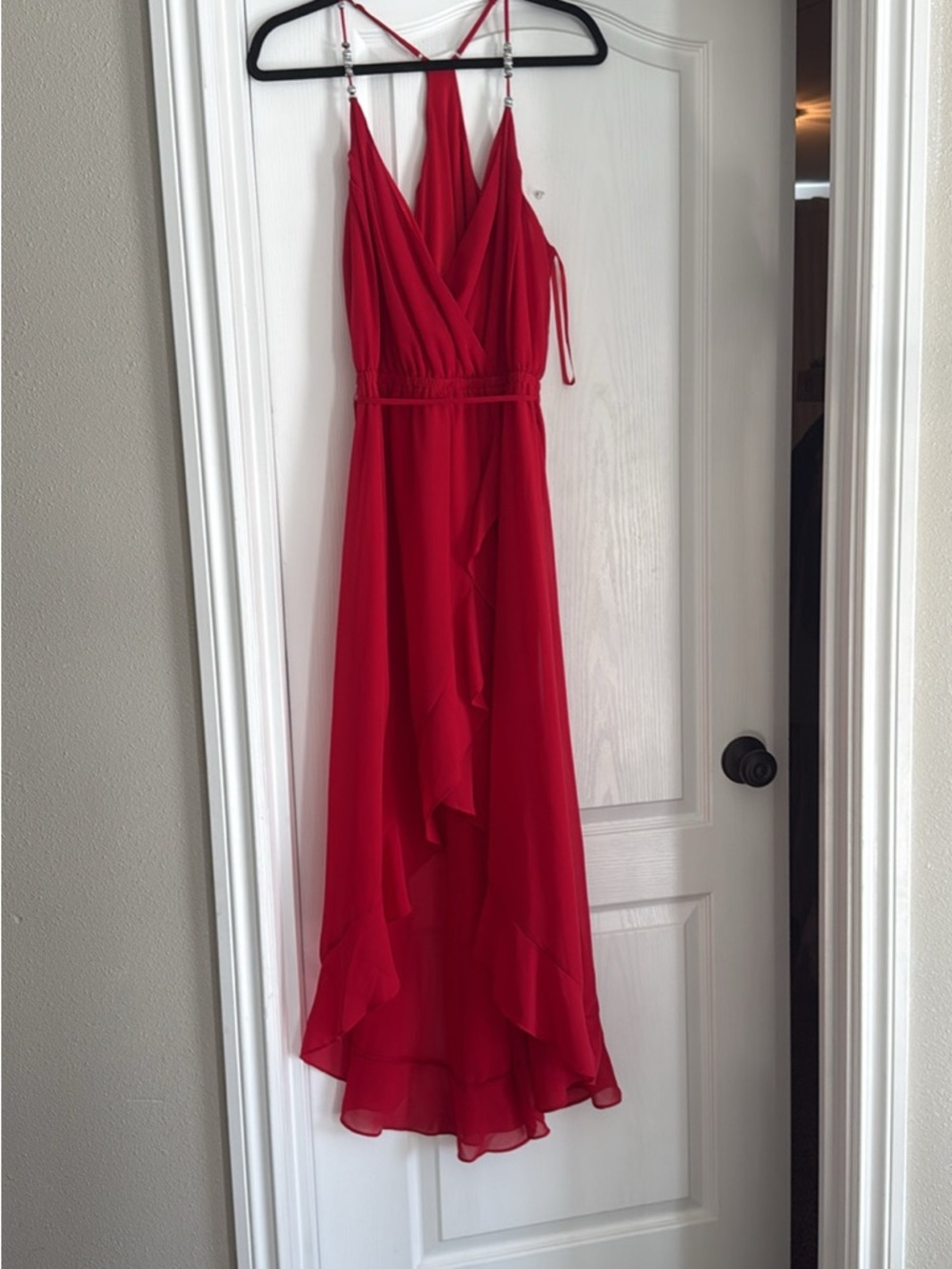 Gorgeous Red Spaghetti-Strap Evening Dress